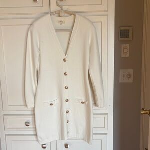 L'AGENCE White Cardigan with Button Accents